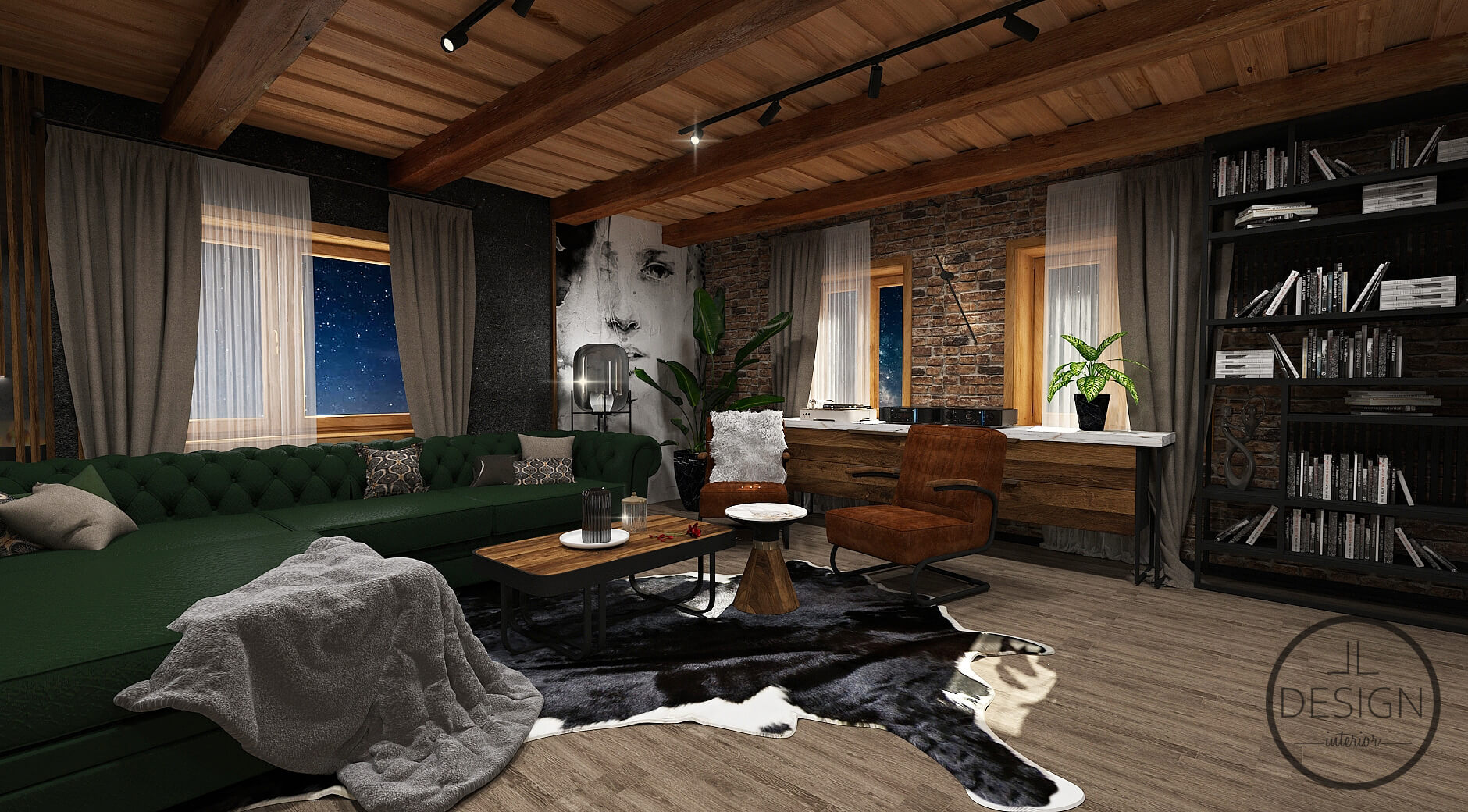 Interiérový dizajn obývačka - Rodinný dom Záježová - LL design