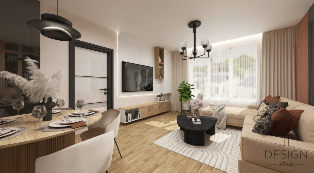 Interiérový dizajn obývačka - Mestský byt vo Zvolene - LL design