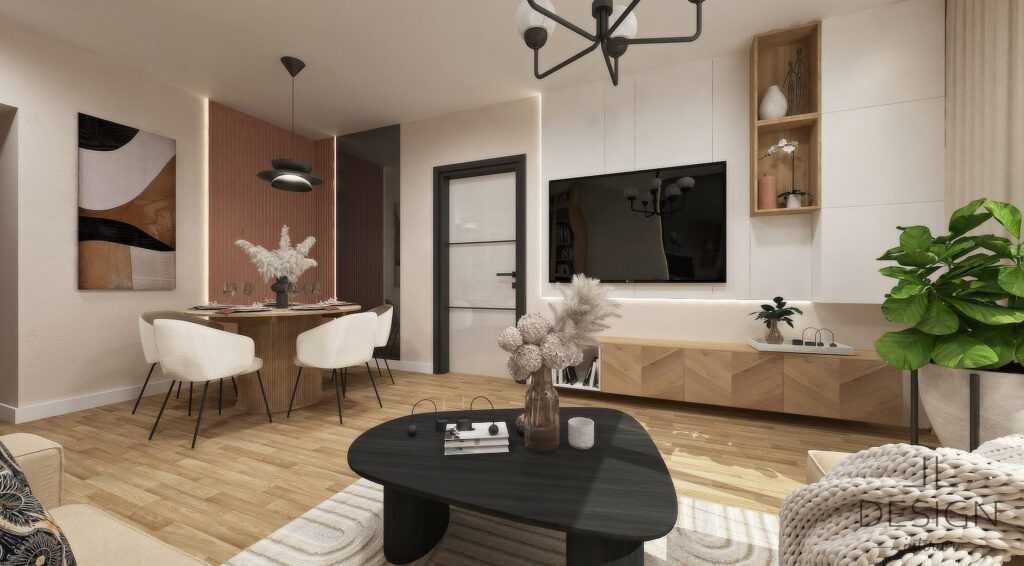 Interiérový dizajn obývačka - Mestský byt vo Zvolene - LL design