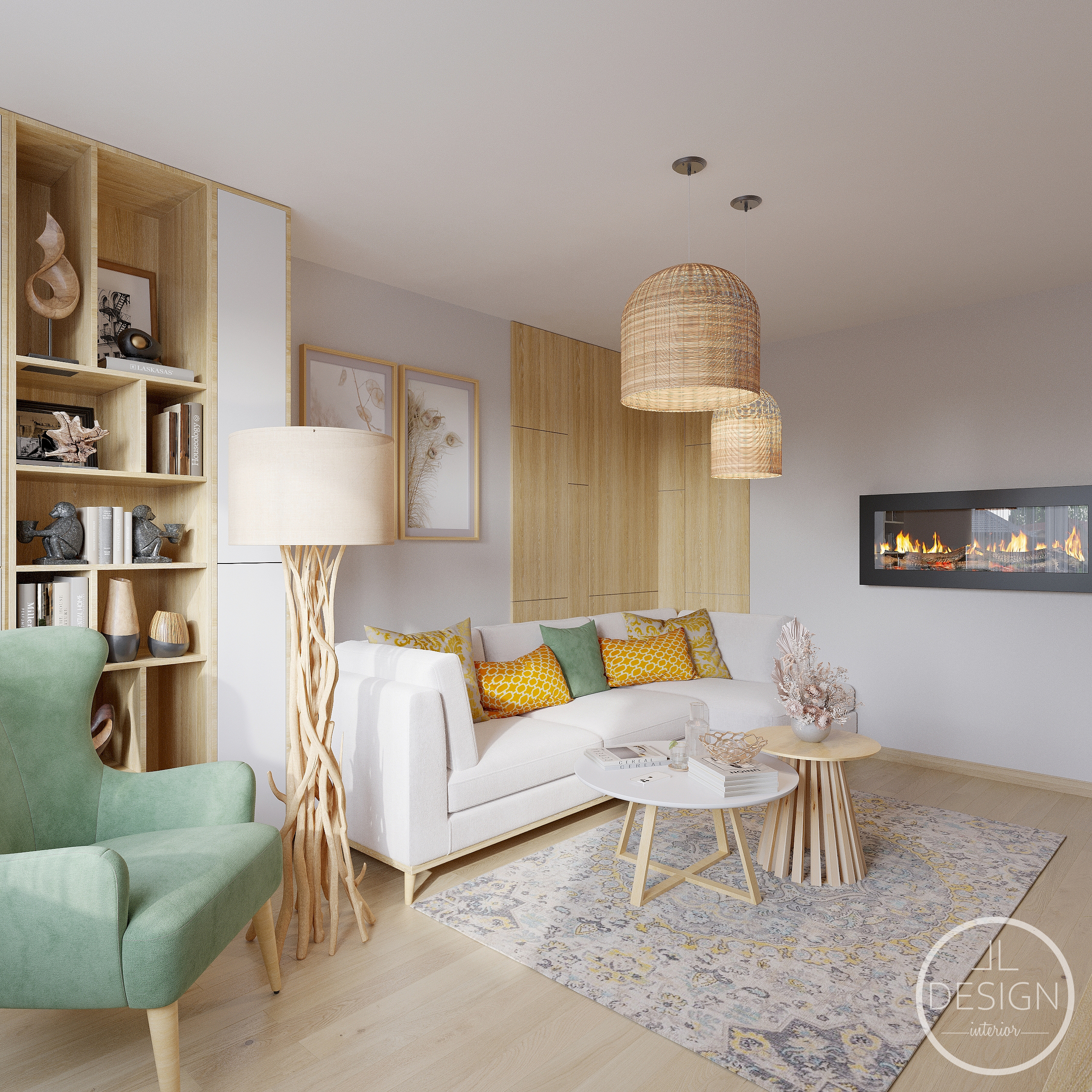 Interiérový dizajn obývačka - Bytový dom Žarnovica - LL design