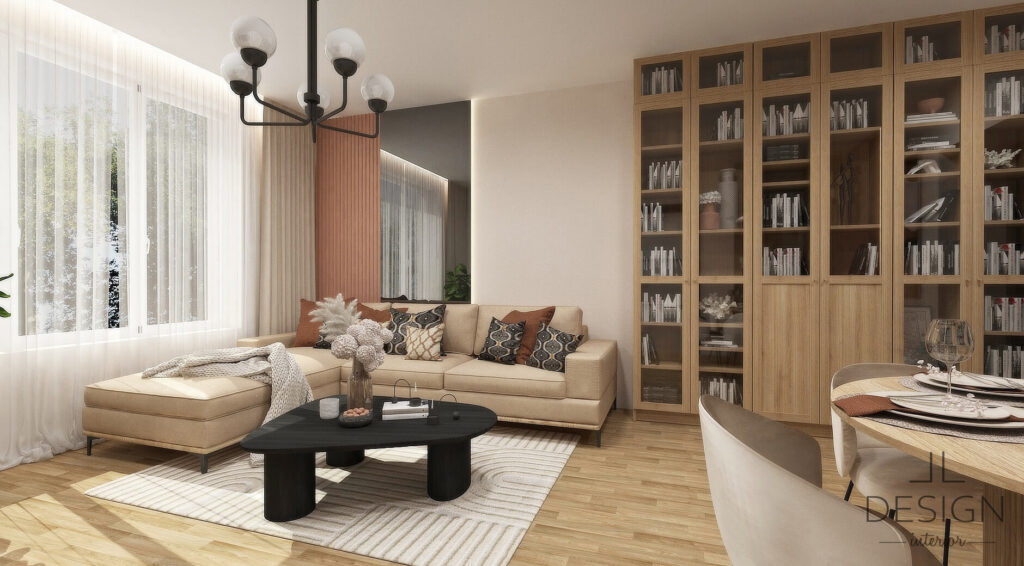 Interiérový dizajn obývačka - Mestský byt vo Zvolene - LL design