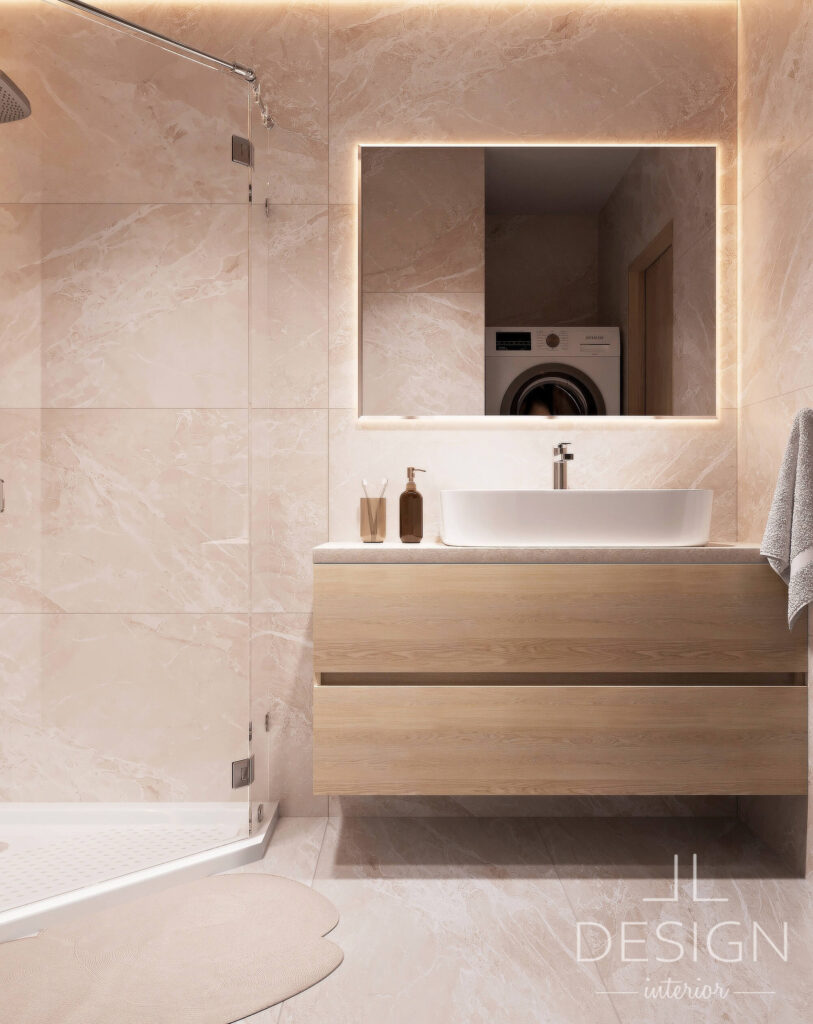 Interiérový dizajn kúpeľňa - Mestský byt v Detve - LL design