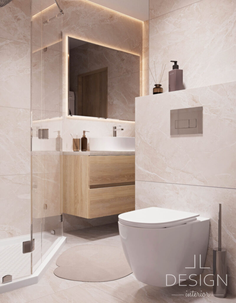 Interiérový dizajn kúpeľňa - Mestský byt v Detve - LL design