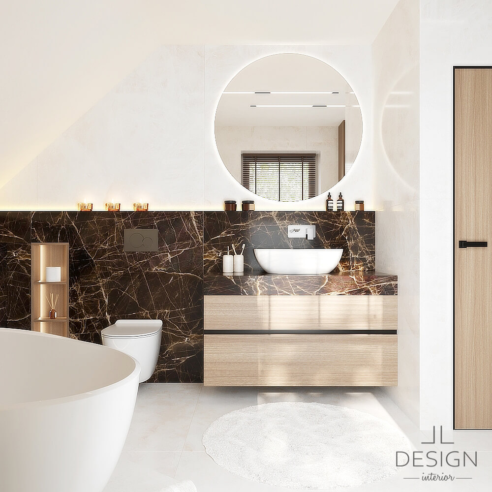 Interiérový dizajn kúpeľňa - Rodinný dom vo Zvolene - LL design
