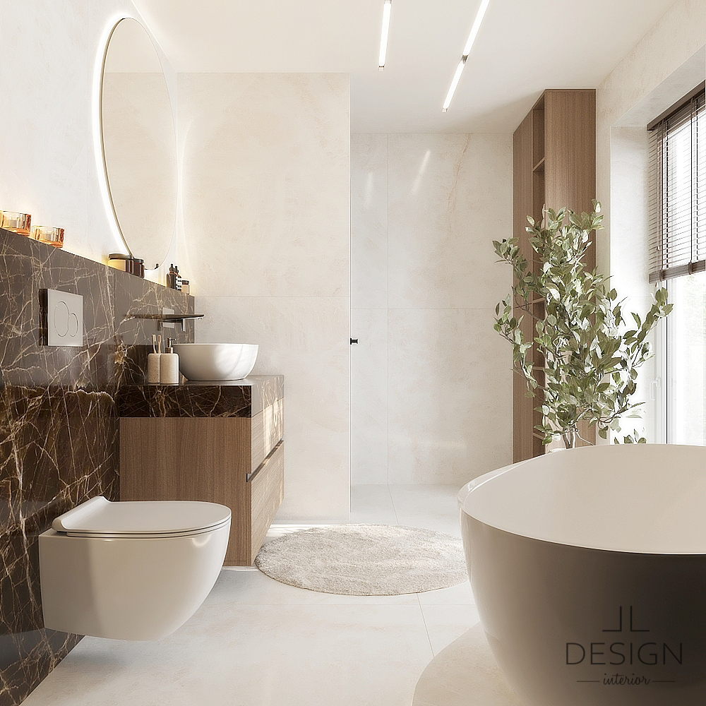 Interiérový dizajn kúpeľňa - Rodinný dom vo Zvolene - LL design