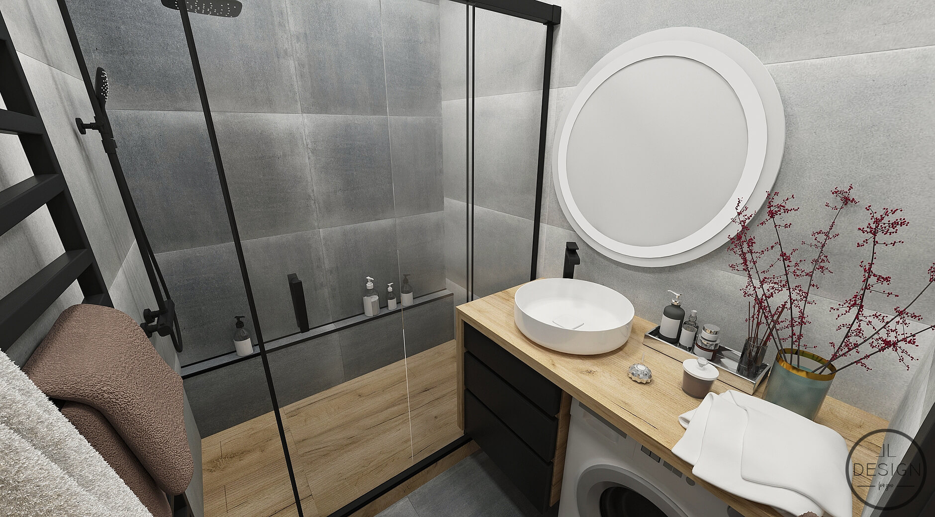 Interiérový dizajn kúpeľne - Byt v Bratislave - LL design