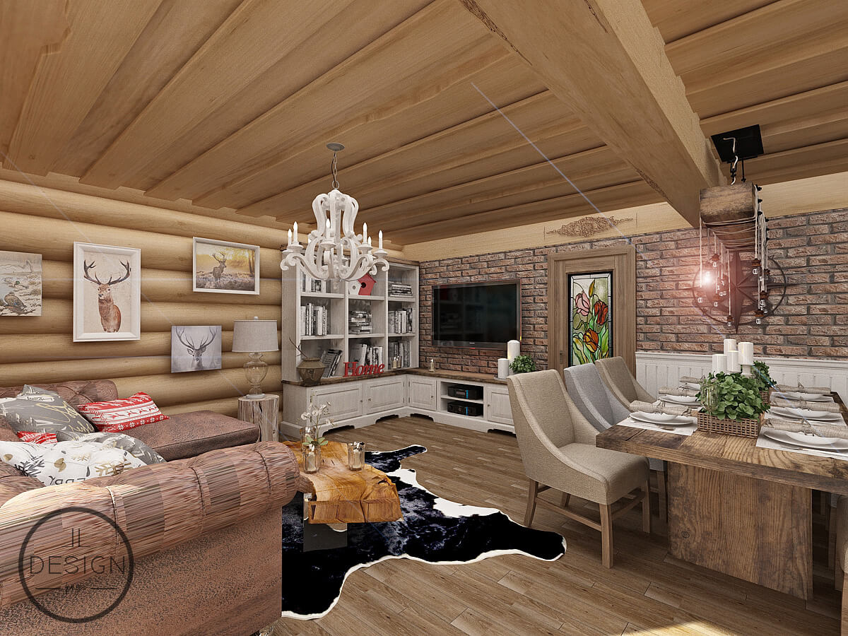 Interiérový dizajn obývačky - Chata Krahule - LL design