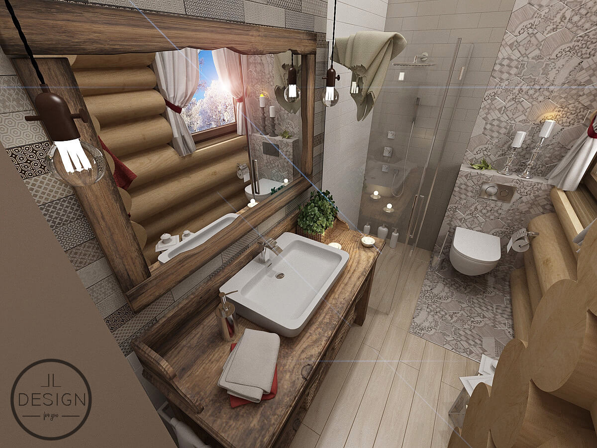 Interiérový dizajn kúpeľne - Chata Krahule - LL design