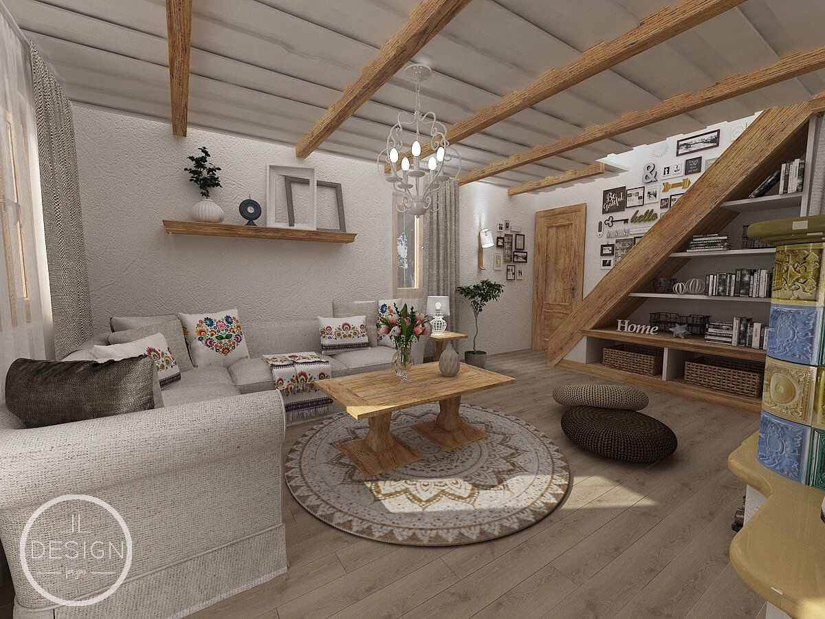 Interiérový dizajn obývačky - Chata Žilina - LL design
