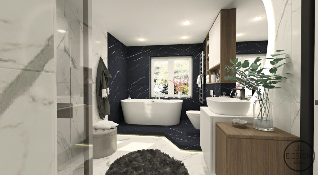 Interiérový dizajn kúpeľňa - Mezonetový byt Žiar nad Hronom- LL design