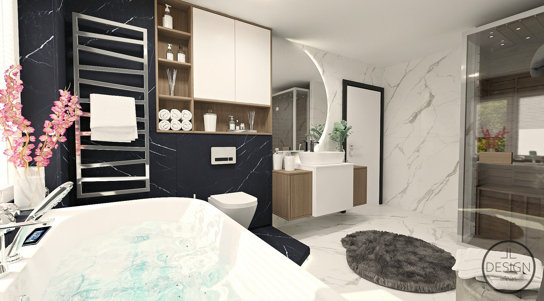 Interiérový dizajn kúpeľňa - Mezonetový byt Žiar nad Hronom- LL design