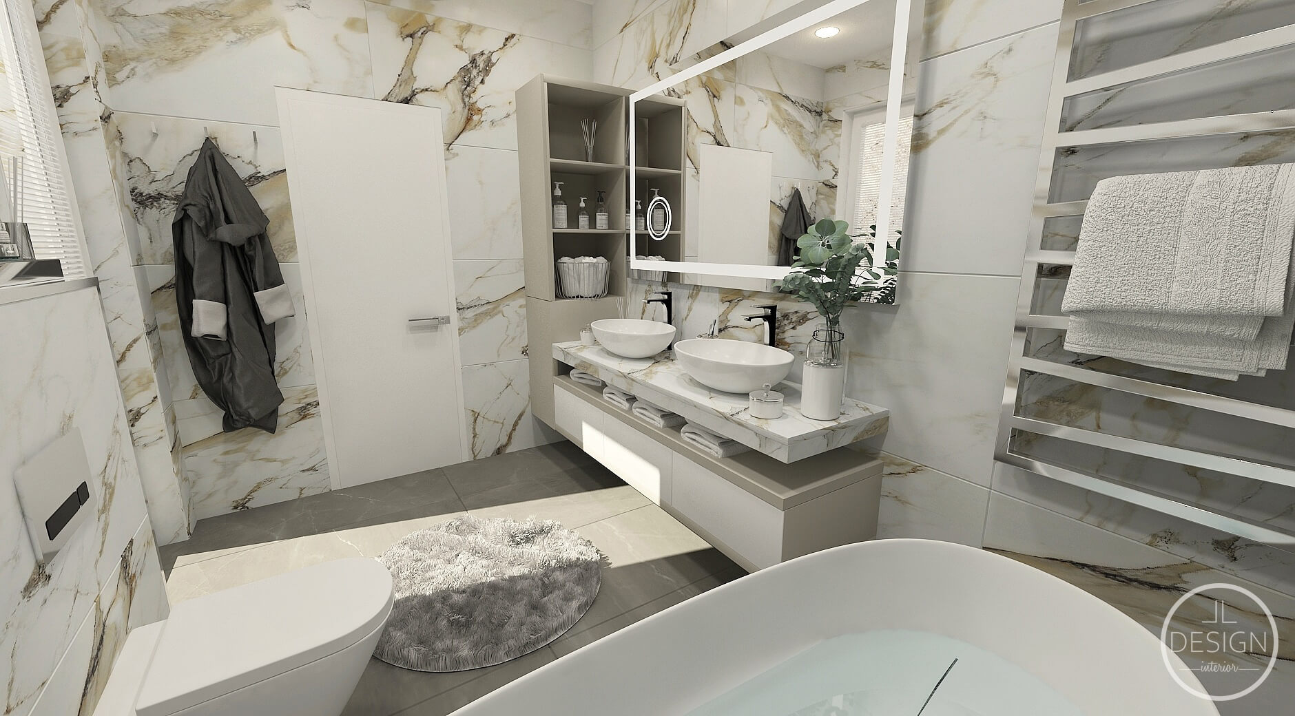 Interiérový dizajn - Kúpeľňa - Vizualizácia - LL Design