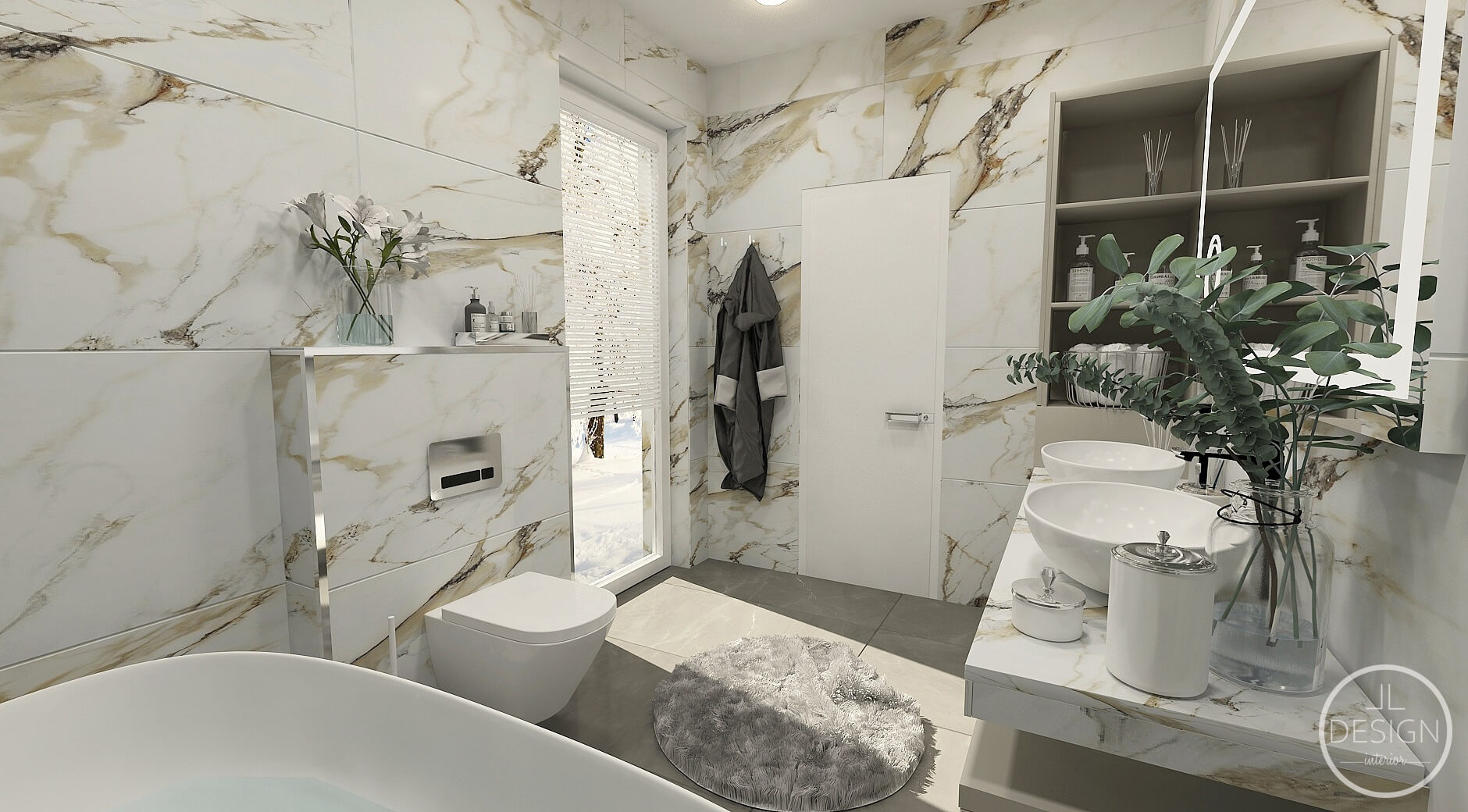 Interiérový dizajn - Kúpeľňa - Vizualizácia - LL Design