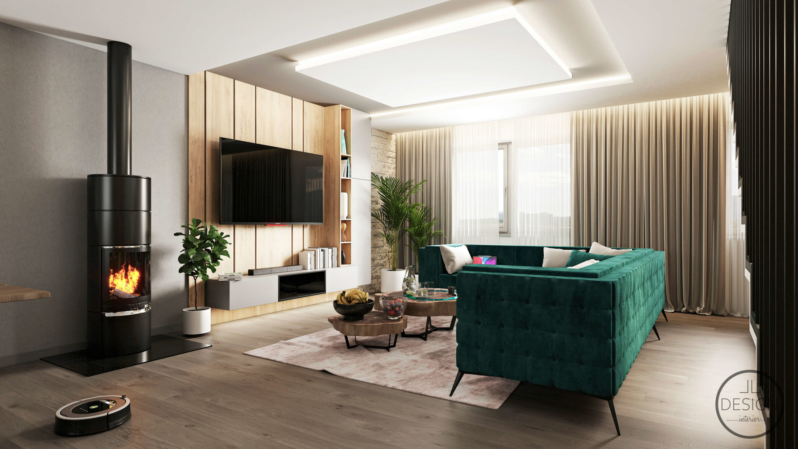 Interiérový dizajn obývačka - Rodinný dom Zvolen - LL design