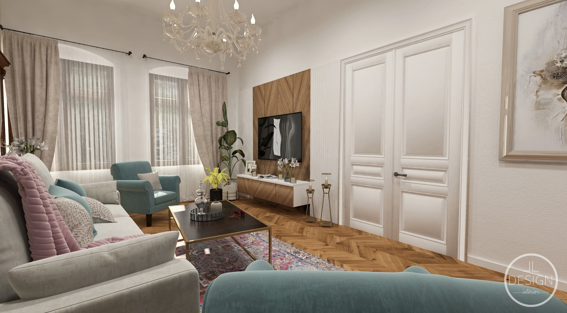 Interiérový dizajn obývačka - Historický byt Zvolen - LL design