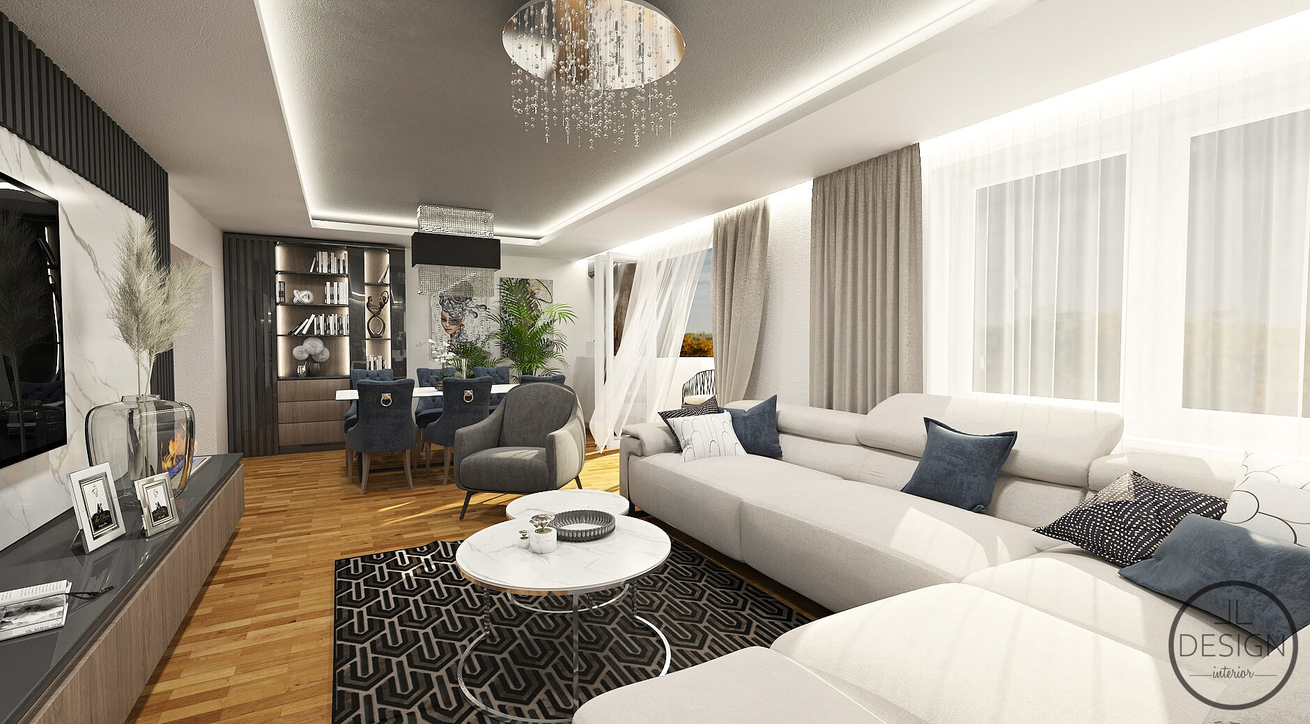Interiérový dizajn obývacia izba - Mezonetový byt Žiar nad Hronom- LL design