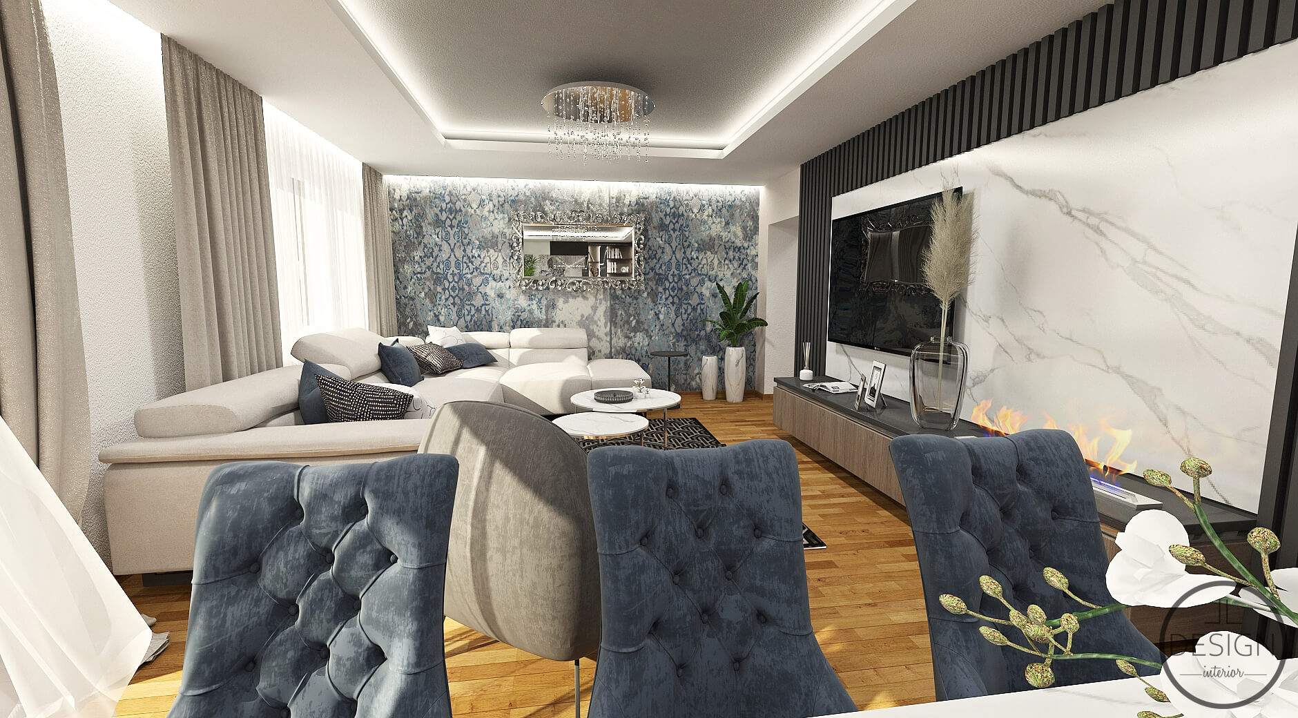Interiérový dizajn obývacia izba - Mezonetový byt Žiar nad Hronom- LL design