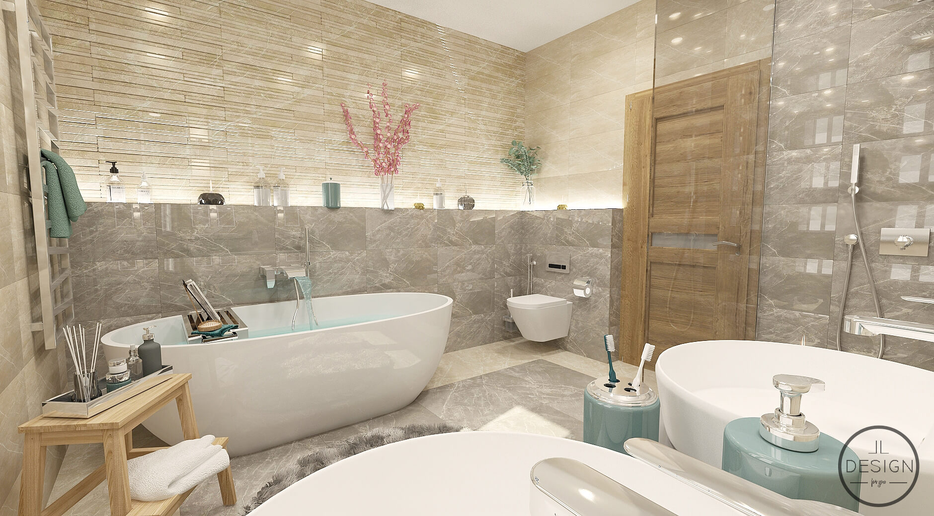 Interiérový dizajn kúpeľne - Rodinný dom Bratislava - LL design