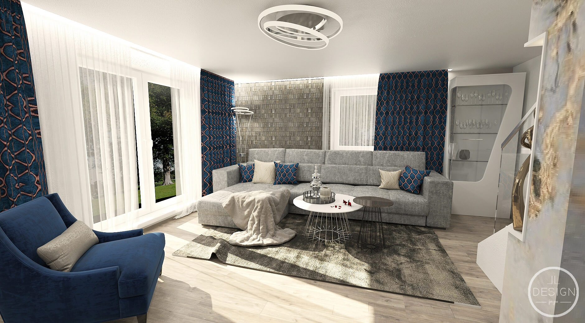 Interiérový dizajn obývačky - Rodinný dom Kopanice - LL design