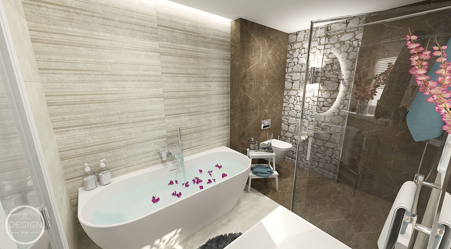 Interiérový dizajn kúpeľne - Rodinný dom Kopanice - LL design