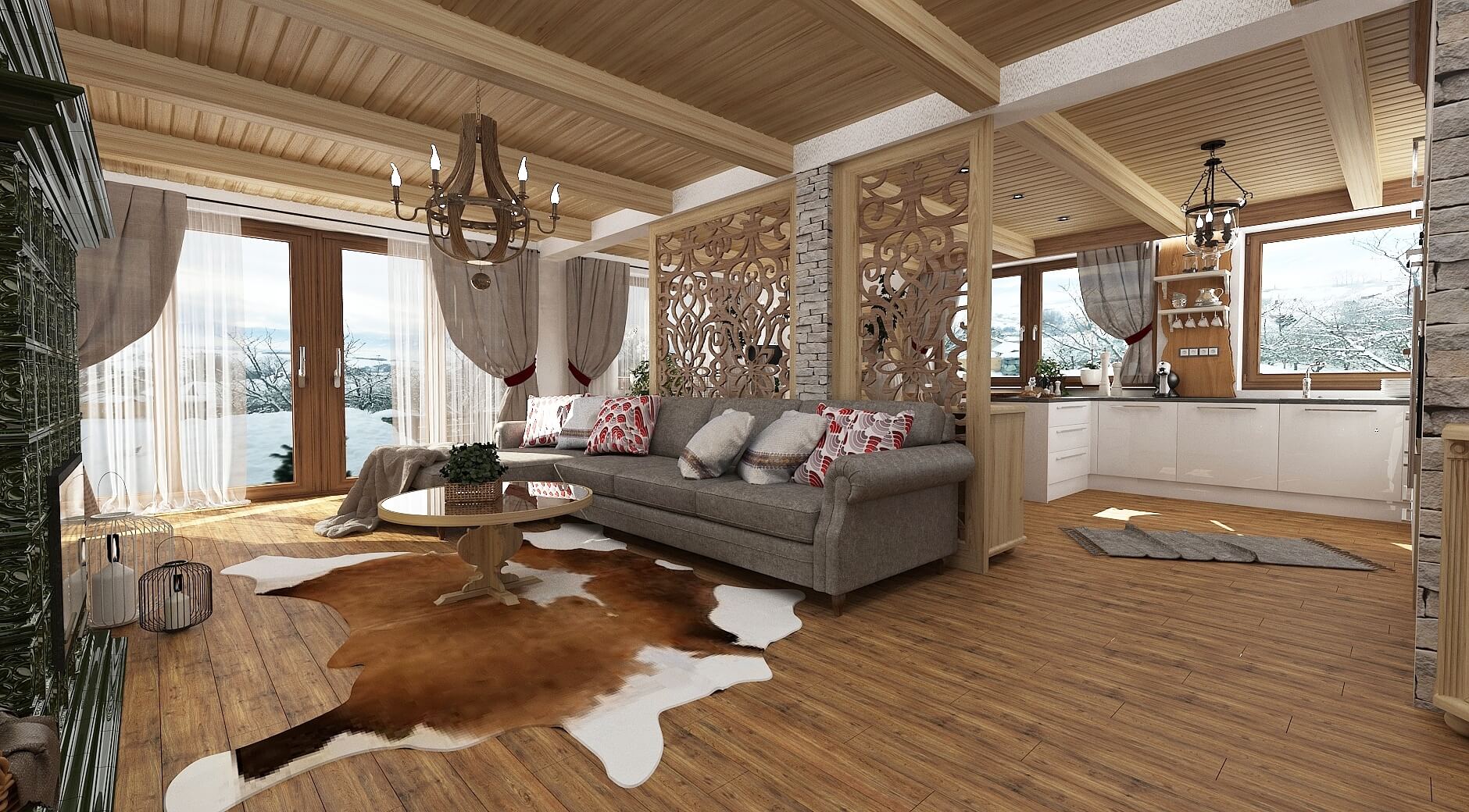 Interiérový dizajn kuchyne s obývačkou - Rodinný dom Martin - LL design