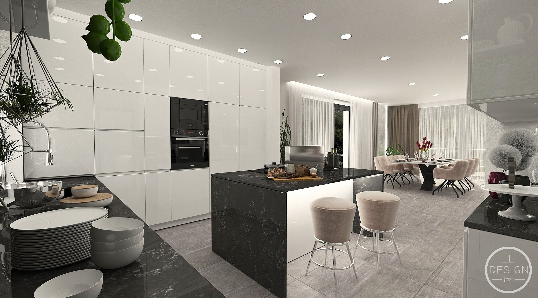 Interiérový dizajn kuchyne - Rodinný dom Ostrá Lúka - LL design