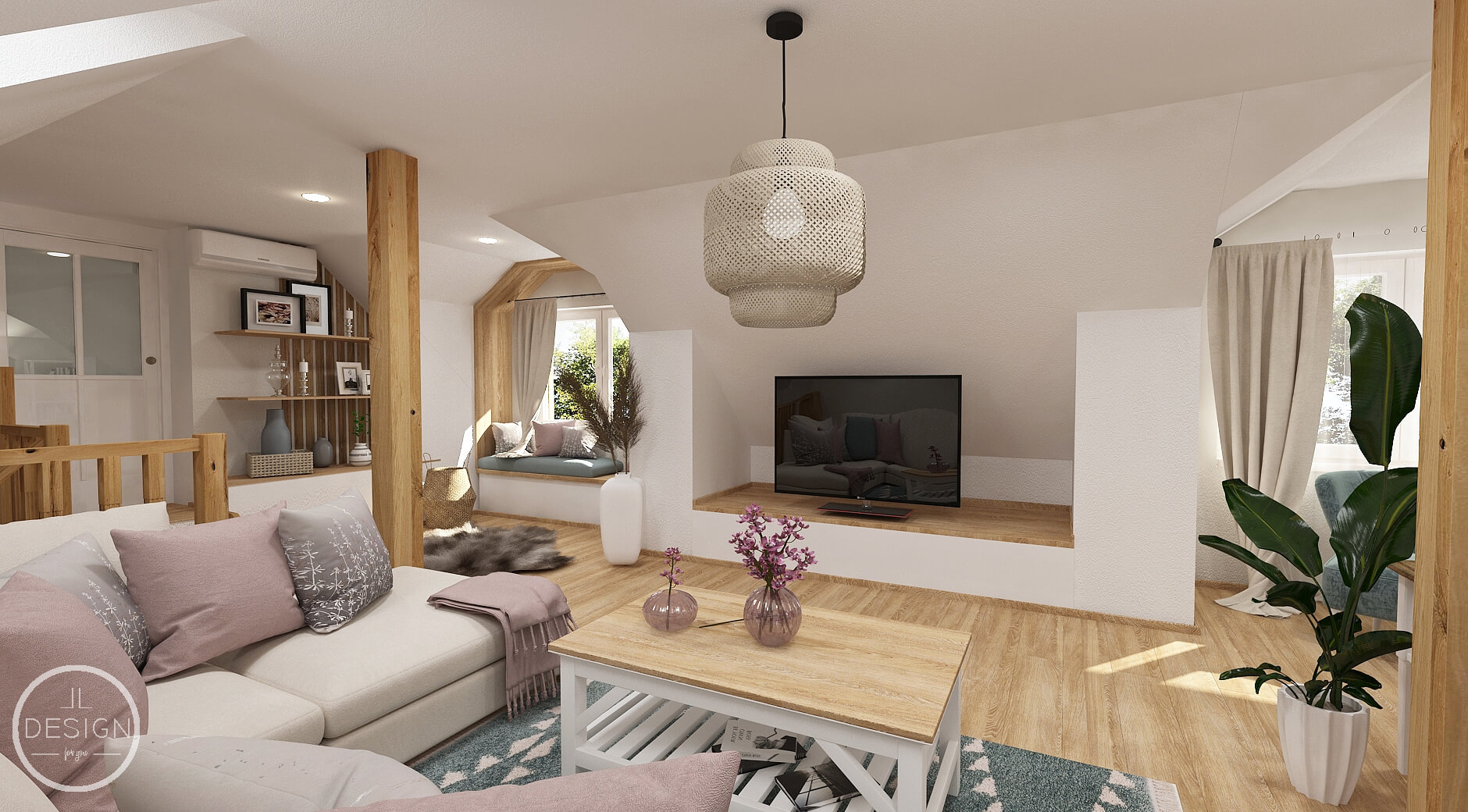 Interiérový dizajn obývačky - Rodinný dom Pliešovce - LL design