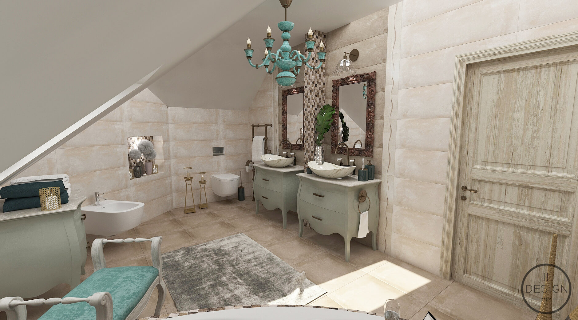 Interiérový dizajn kúpeľne - Rodinný dom Rimavská Sobota - LL design