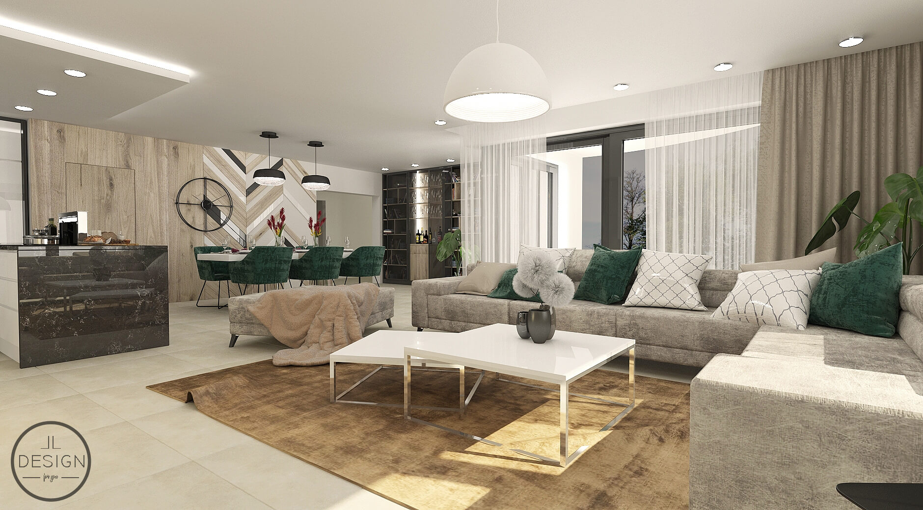 Interiérový dizajn obývačky - Rodinný dom Stožok - LL design