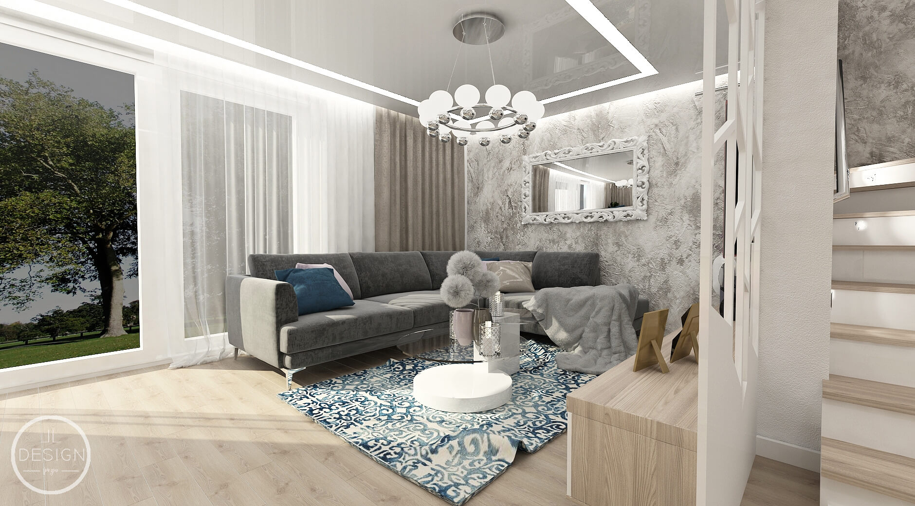 Interiérový dizajn obývačky - Rodinný dom Veľká Lúka - LL design