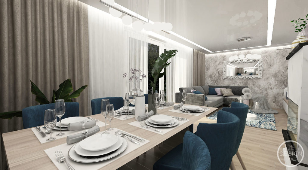 Interiérový dizajn kuchyne s obývačkou - Rodinný dom Veľká Lúka - LL design