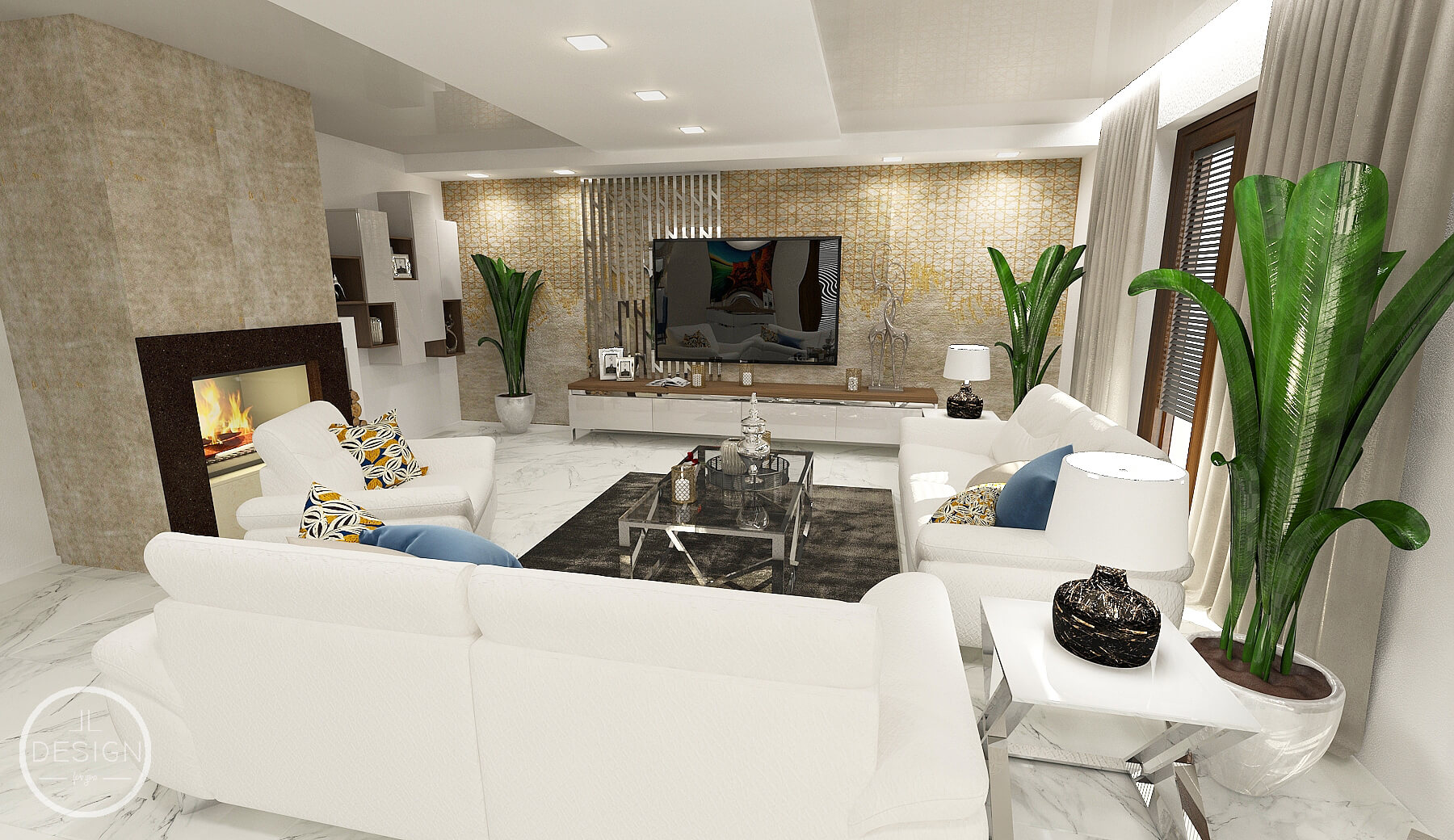 Interiérový dizajn obývačky - Rodinný dom Zvolen - LL design